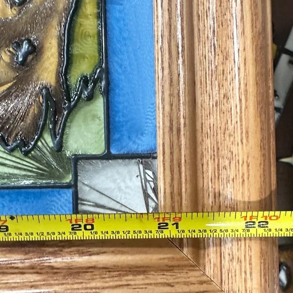 Stained Glass Moose Art with Wooden Frame - Picture 3 of 6